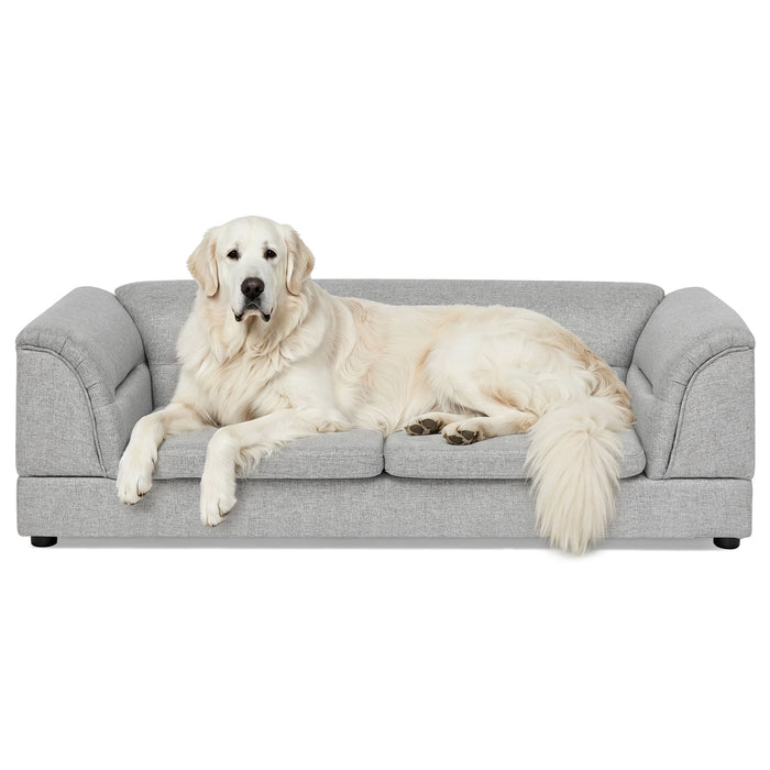 Oversized, Curved Armrest Rectangular Dog Sofa, For Large & Oversized Dogs - Light Gray