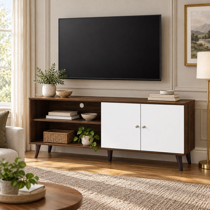 Amidon - TV Stand, With 2 Storage Shelves And 1 Cabinet