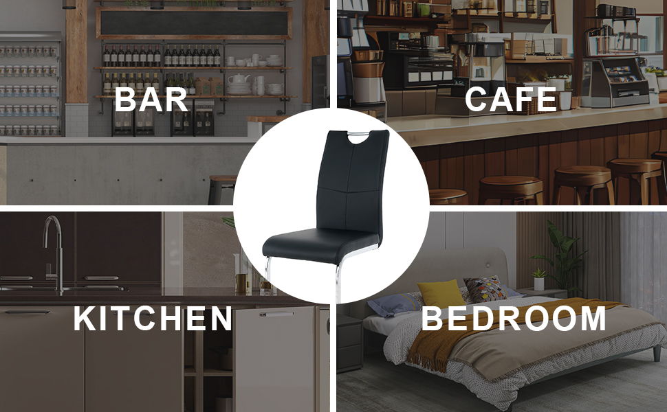 Modern Dining Chairs With Padded Seat And Metal Legs