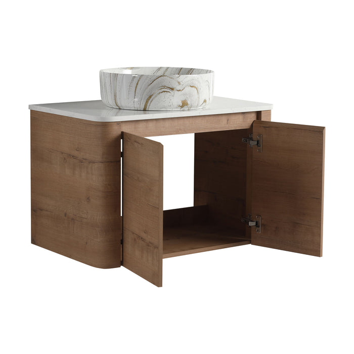 Wall Mounted Bathroom Vanity With Art Sink, 1 Soft Close Door