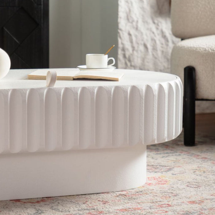Fluted Storage Table With Lift Off Lid - Cream White