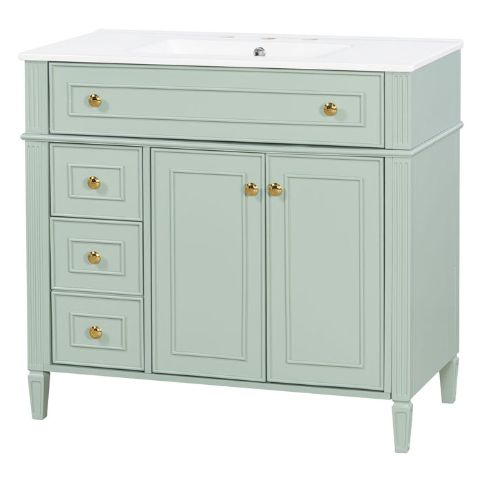 Bathroom Vanity With Sink, 3 Drawers & 2 Doors