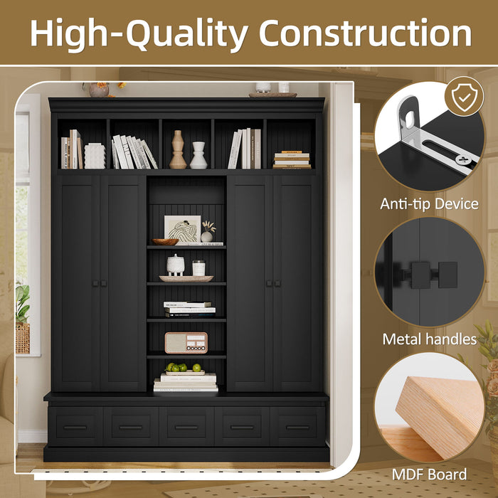 Hall Tree & Bench And 5 Storage Cubbies