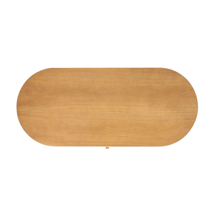 Jesse - Single Drawer Fluted Oval Console Desk - Honey Brown