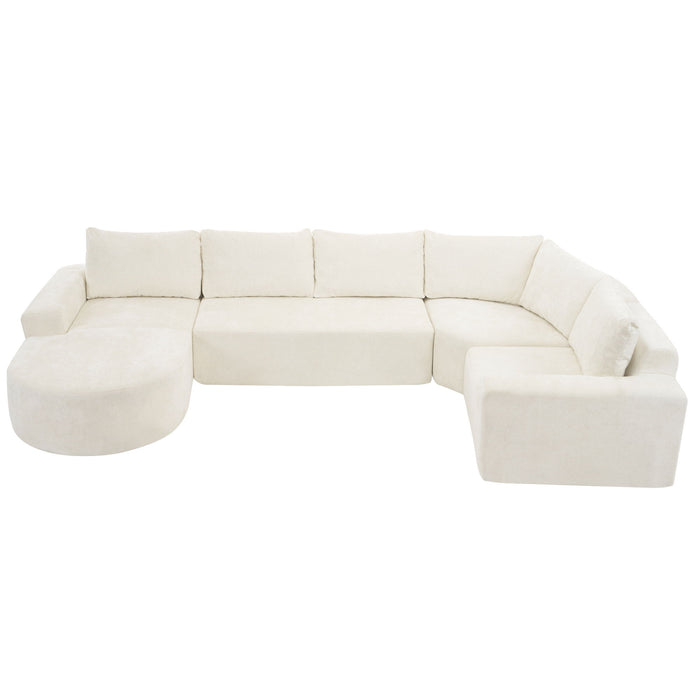 Modular Cloud Sectional Sofa Set, U-Shaped Upholstered Couch With Deep Seat