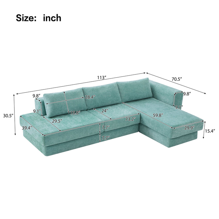 L-Shaped Modular Sofa With Double Layer Cushion