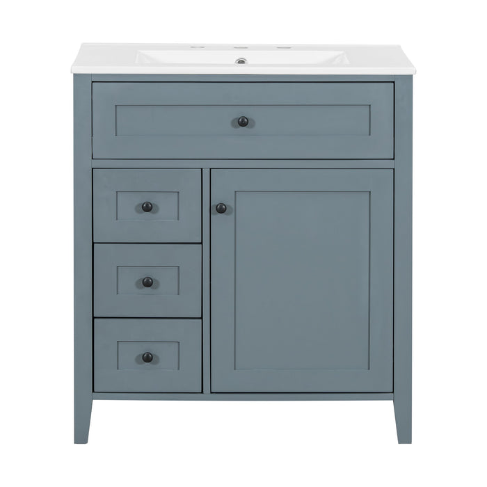Modern Bathroom Vanity With Sink, 3 Drawers And Adjustable Shelf