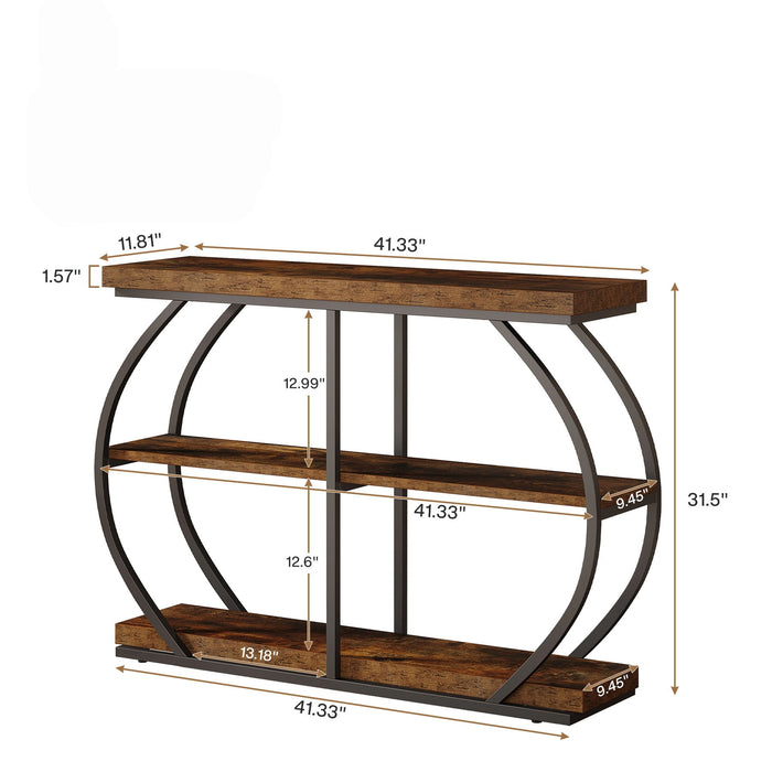 Console Table With Arched Frame, 3 Tier For Living Room - Brown / Black