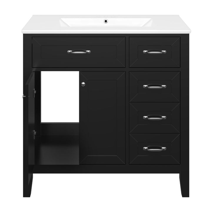 Modern Bathroom Vanity With Sink, Freestanding Design With Drawers And Doors