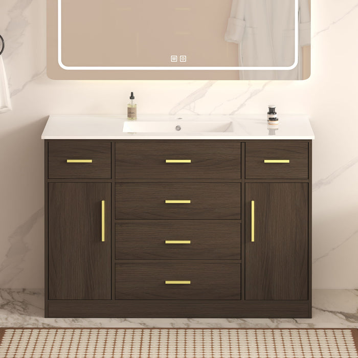 Bathroom Vanity With Abundant Storage 2 Soft Close Doors And 6 Drawers