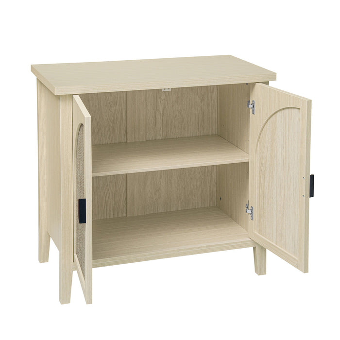 Rattan 2 Door Cabinet, Suitable For Bedroom - Natural