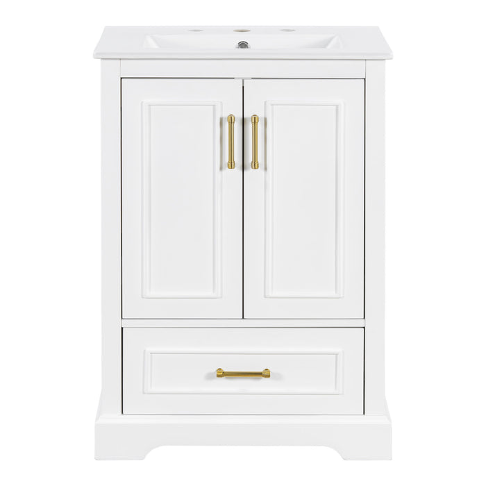 Bathroom Vanity With Sink, 1 Divided Drawer And 2 Soft Close Doors With Double Shelf