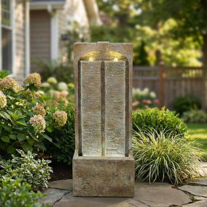 Modern Outdoor Water Fountain With LED Lights