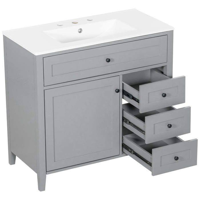 Bathroom Vanity With Sink, Cabinet With 3 Drawers And Adjustable Shelf
