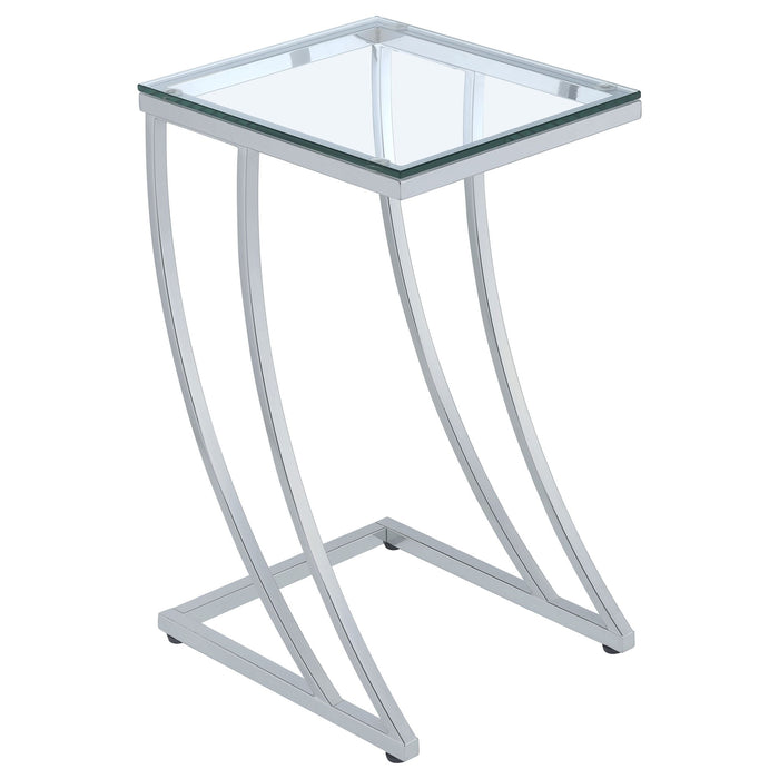 Draper - Rectangular Glass Top Sofa Side Table Glass - Chrome