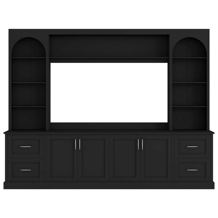 Arched Entertainment Center Wall Unit With Drawers, TV Stand