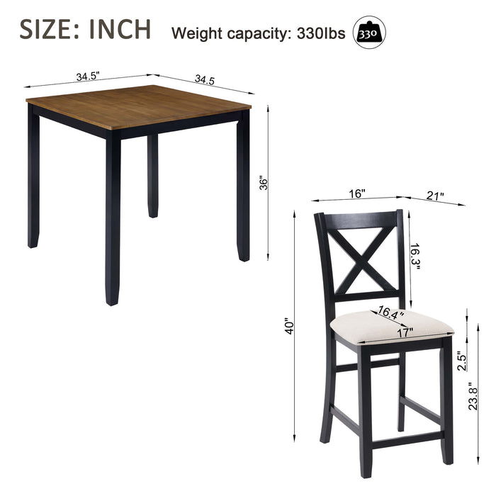 5 Piece Counter Height Dining Table Set With 4 Chairs