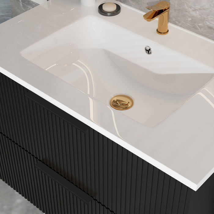 Modern Wall Mounted Floating Bathroom Vanity With Sink And Drawers