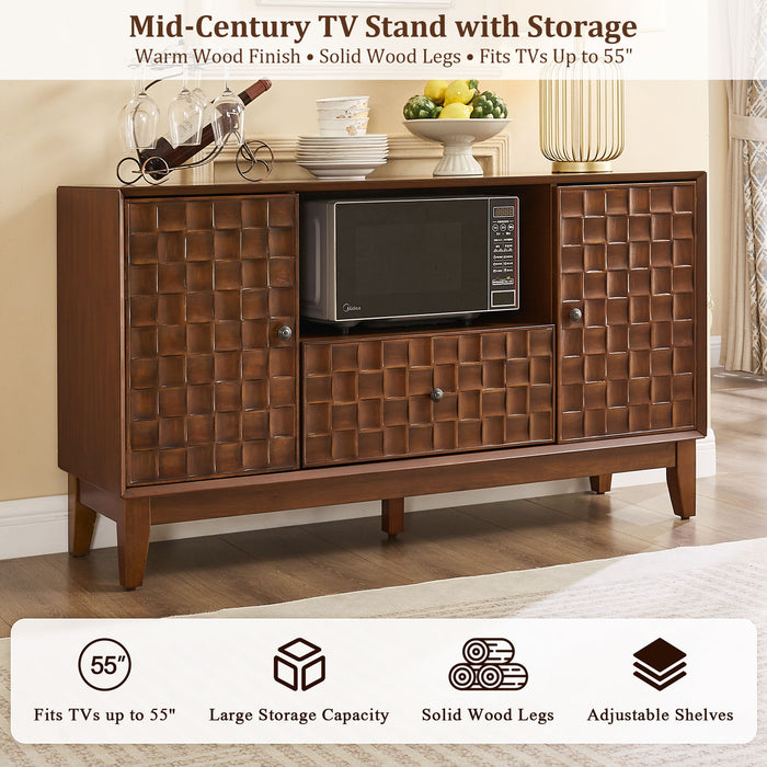 TV Stand With 3D Wood Texture - Brown