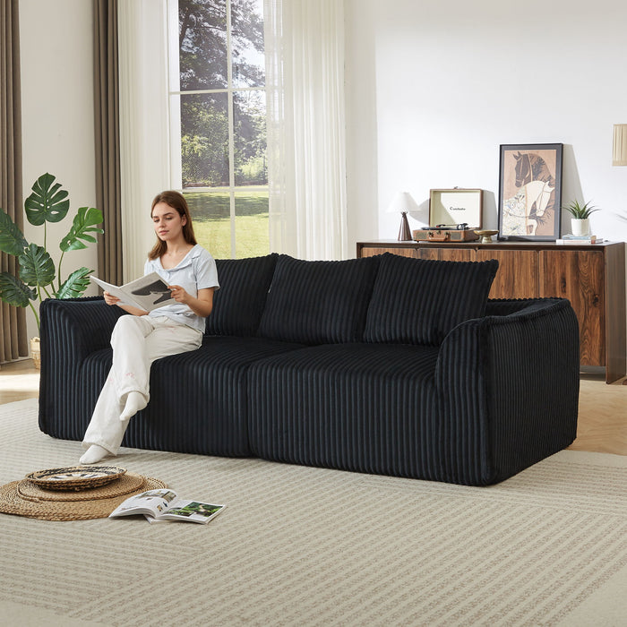 Minimalist 3 Seater Sofa With Curved Lines And Gently Sloped Backrest