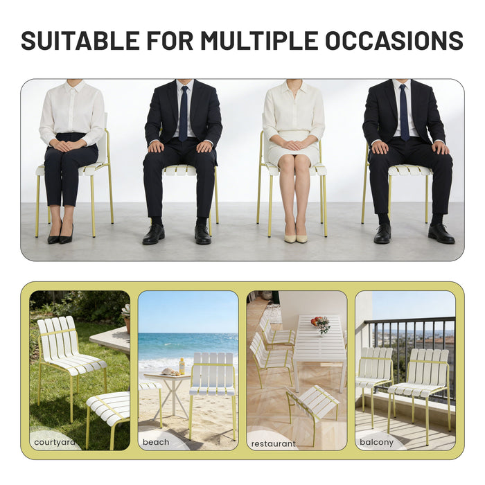 4 Piece Set Of Modern Color Block Designed Single Chairs With Long Table