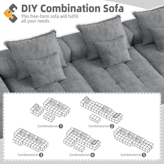 Modern Oversized, Modular Sectional Sofa With Pillows