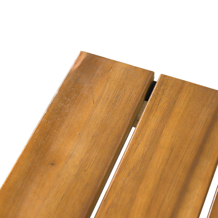 Outdoor Bar Stool With Slat Design And Metal Frame (Set of 2)