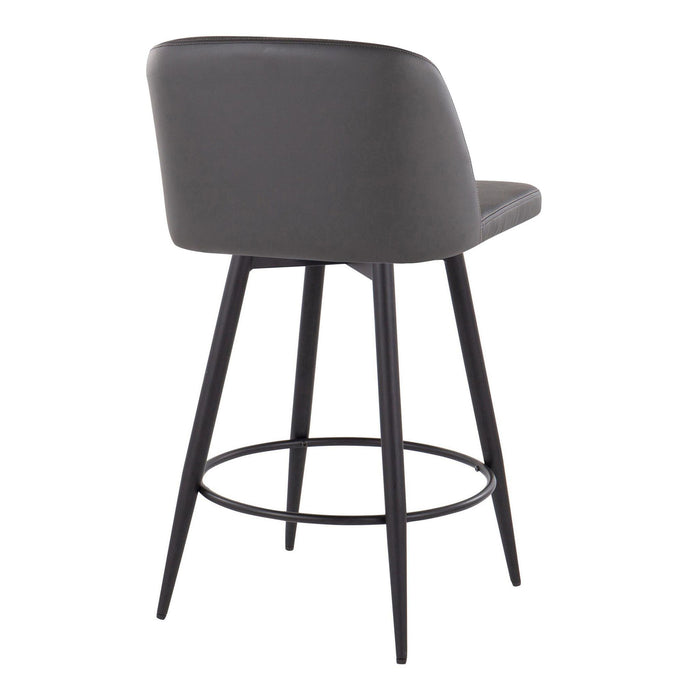 Toriano - Contemporary Fixed-Height, Counter Stool With Swivel With Round Footrest (Set of 2)