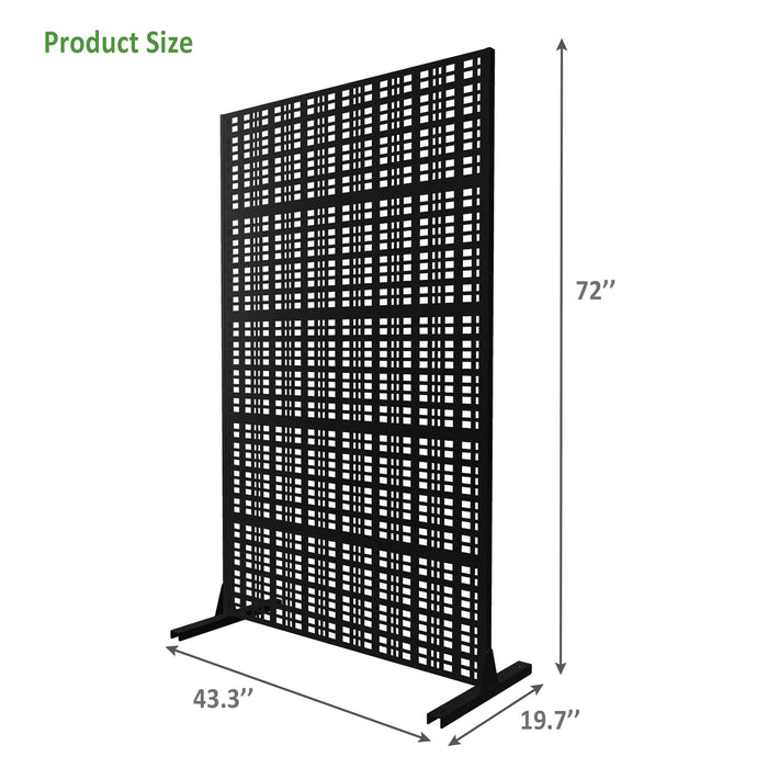 Outdoor And Indoor Divider With Freestanding Decorative Privacy Screen - Black