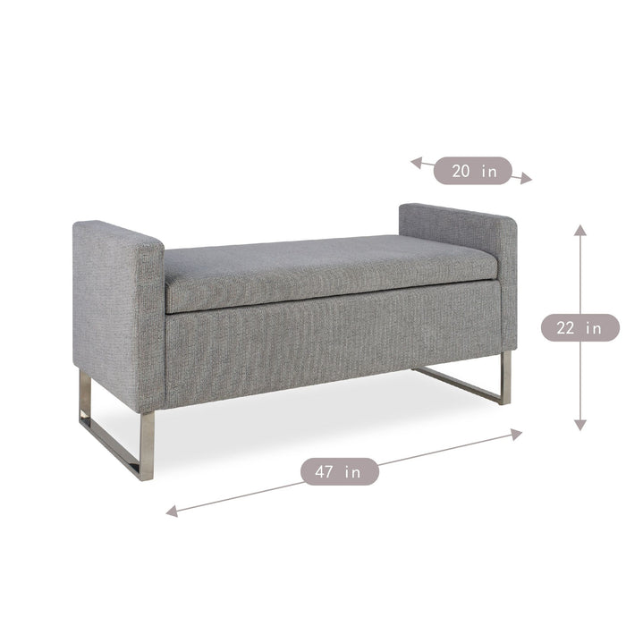 Upholstered Ottoman Bench With Storage - Dark Gray