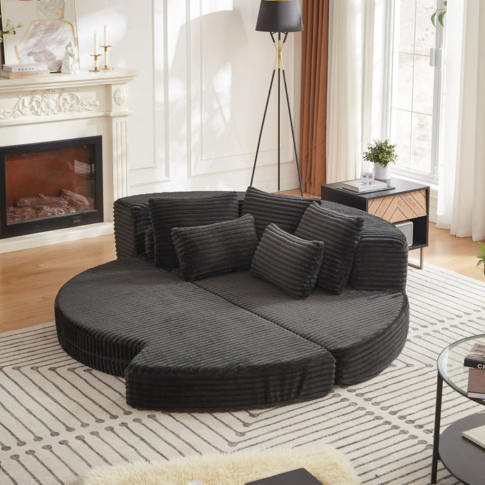 Semi Circular 2 In 1 Sofa Bed With Neck Pillow