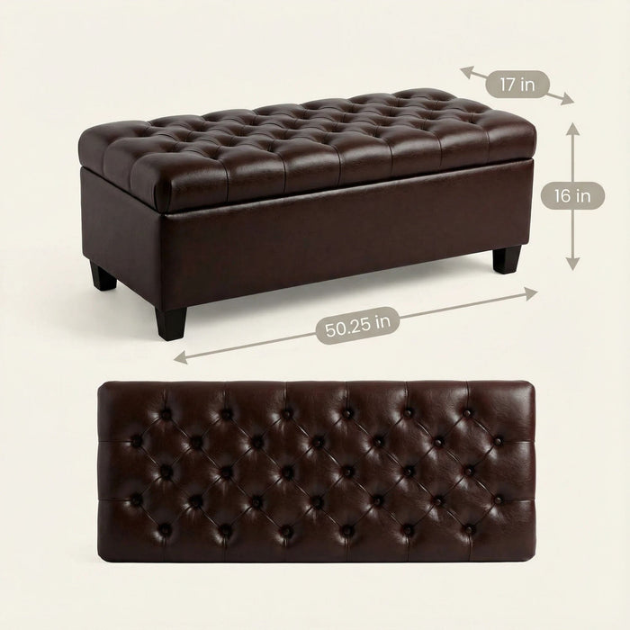 Storage Ottoman Bench With Safety Hinges