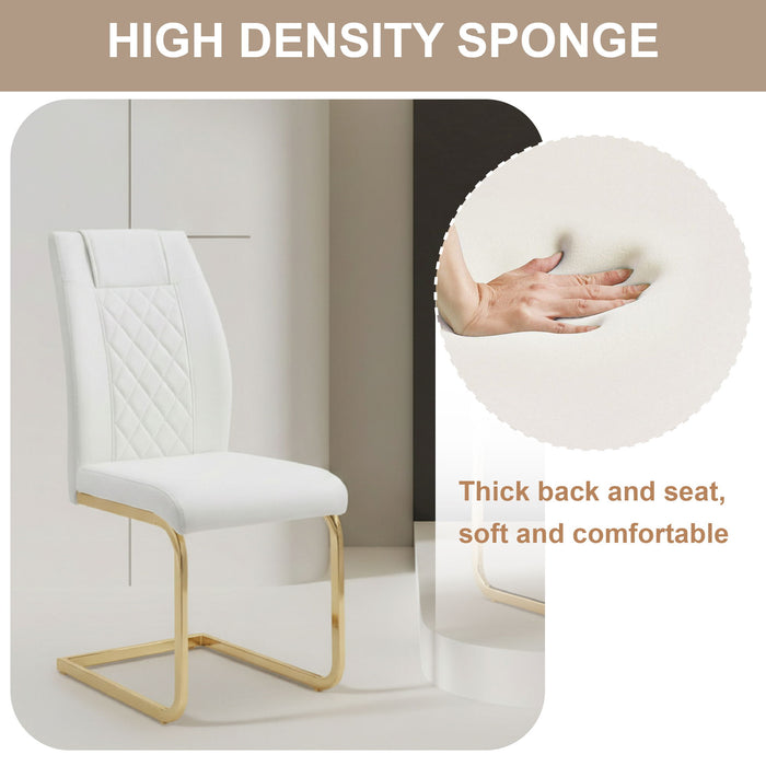 High Back Dining Chairs For Dining & Kitchen Room (Set of 4) - Golden / White