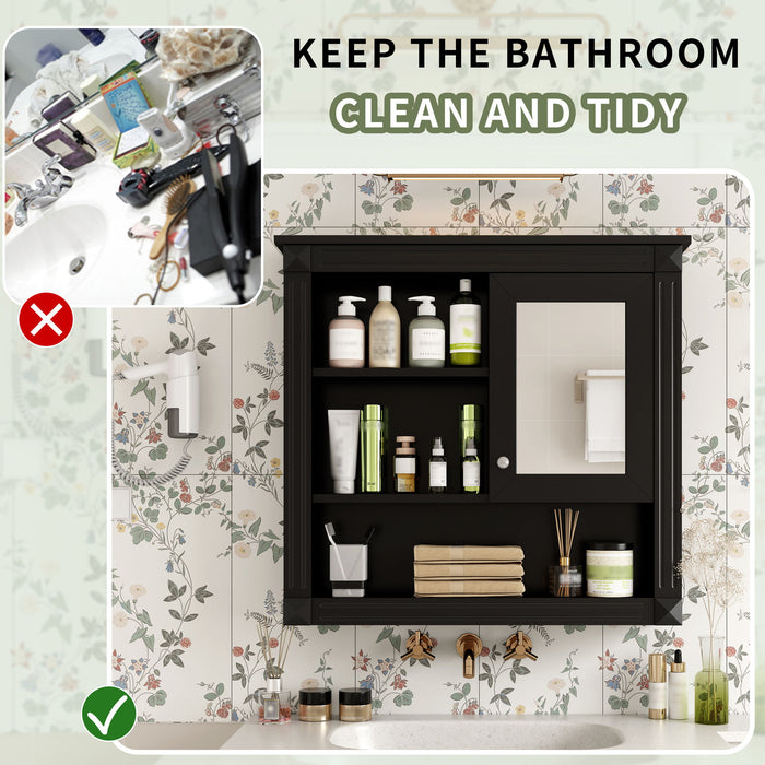 Wall-Mounted Bathroom Cabinet With Mirror And Adjustable Shelves