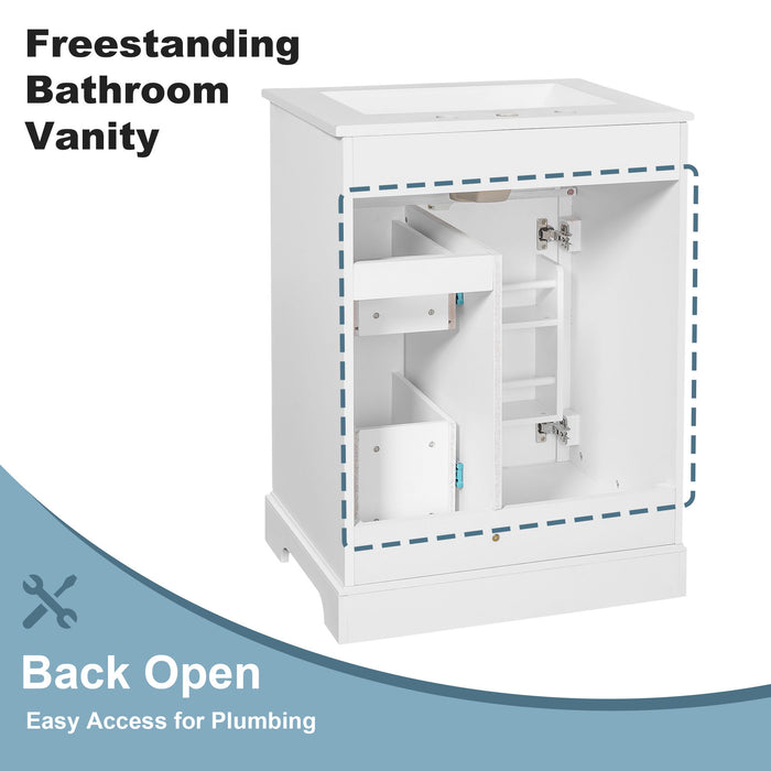 Modern Bathroom Vanity With Sink, 3 Drawers & Cabinet With 2 Tier Door Storage