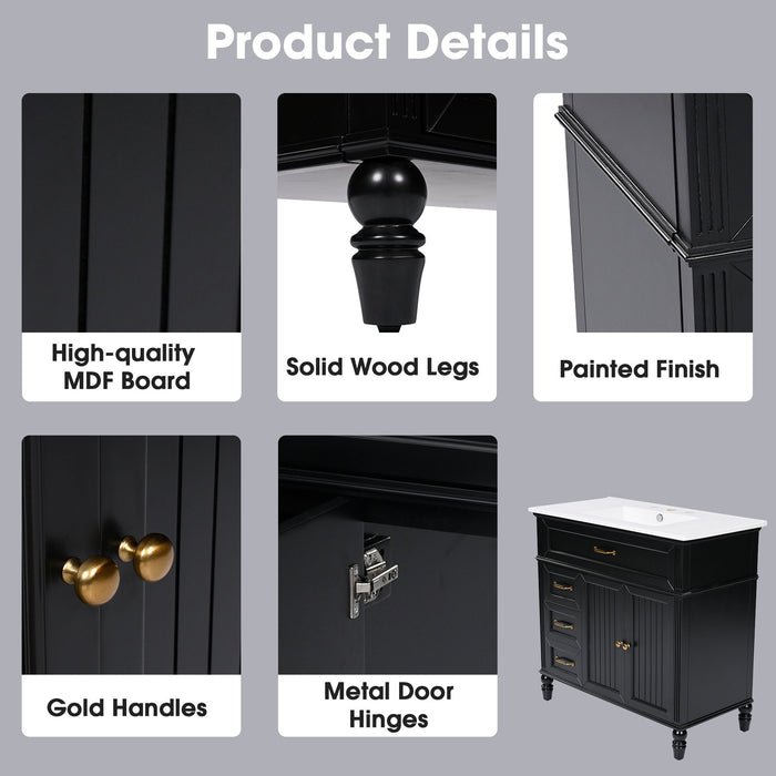 Bathroom Vanity With Sink, Freestanding Cabinet & Drawers