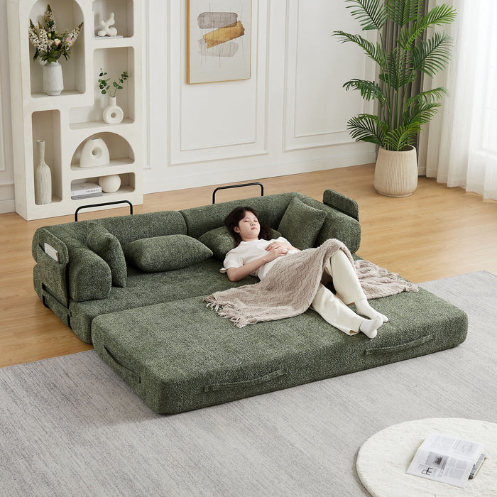 Convertible Sleeper Sofa Bed With Cylindrical Pillow