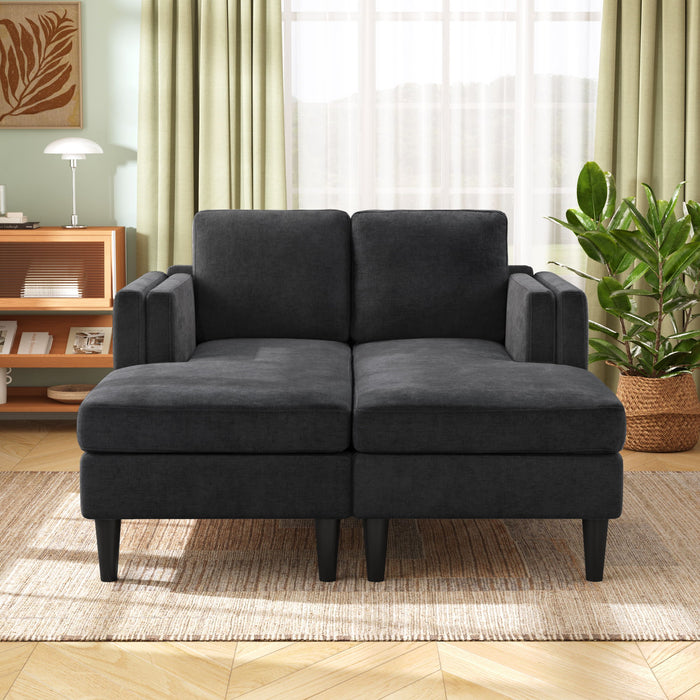 Chaise Lounge Sofa Bed With Dual Layer Armrests For Living Room