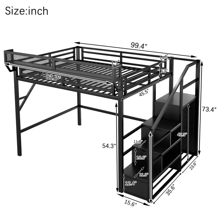 Loft Bed With Storage Shelves, Wardrobe