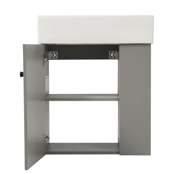 Modern Floating Bathroom Vanity With Ceramic Basin Perfect For Small Bathrooms