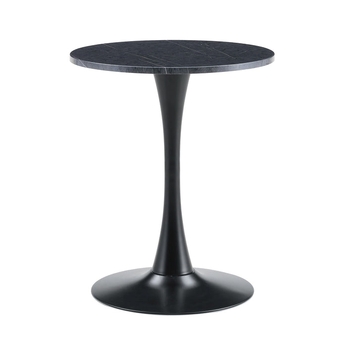 Round Dining Table With Faux Marble Top And Metal Pedestal +, 23.6" Diameter For Kitchen, Living Room, Small Spaces