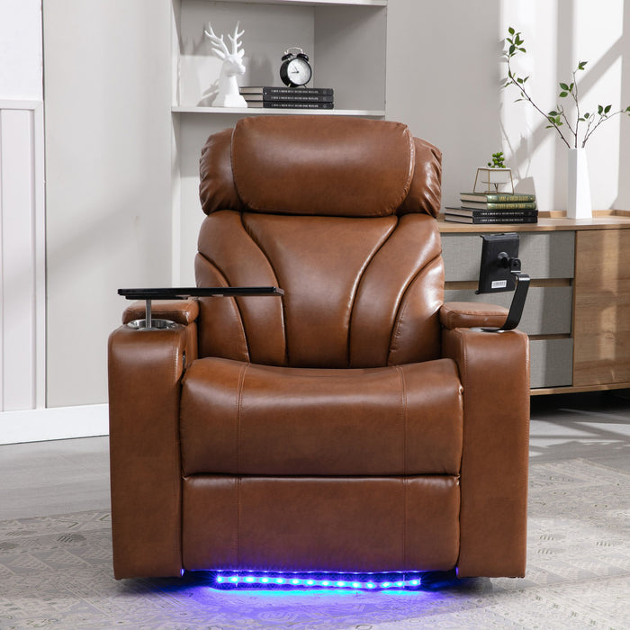 Power Motion Recliner Electric Power Recliner With USB Charging Port, Hidden Arm Storage, Convenient Cup Holder And Bluetooth Speaker