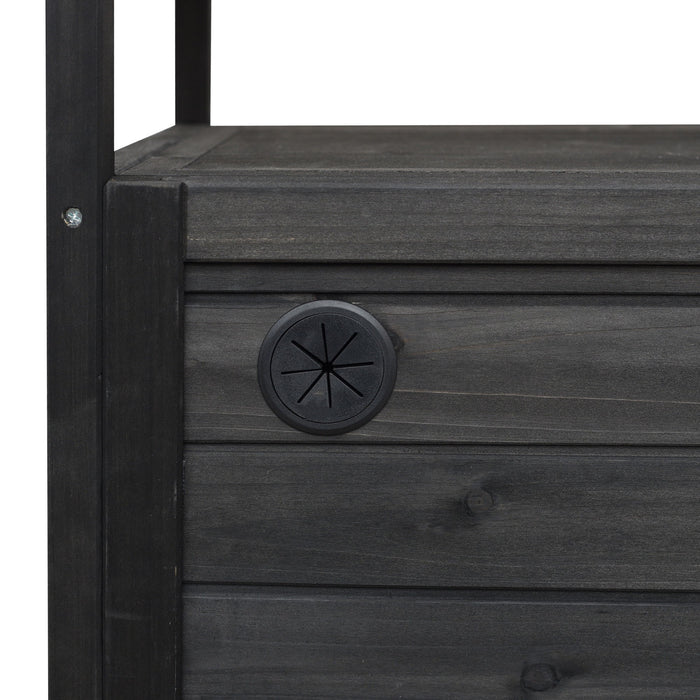 Foldable Outdoor Kitchen Island With Lockable Wheels, Storage Cabinet And Towel Rack For Patio