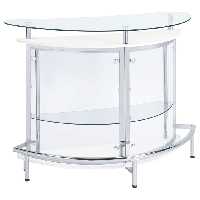Strick - Freestanding Glass Top Home Bar Wine Cabinet - White