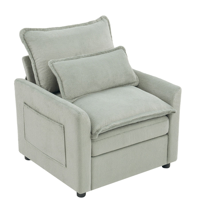 Modern Single Seat Accent Chair With Side Storage Pockets