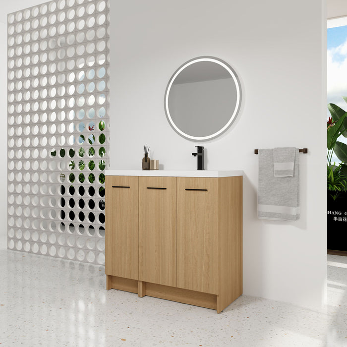 Wall Mounted Floating Bathroom Vanity With Sink, 3 Door Modular Cabinet
