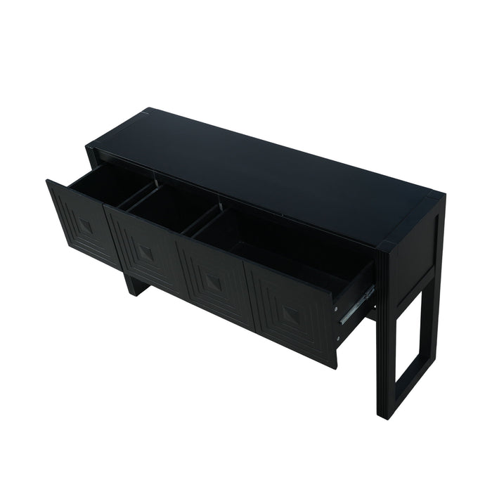 Geometric Carved Console Table With 3 Soft Close Drawers