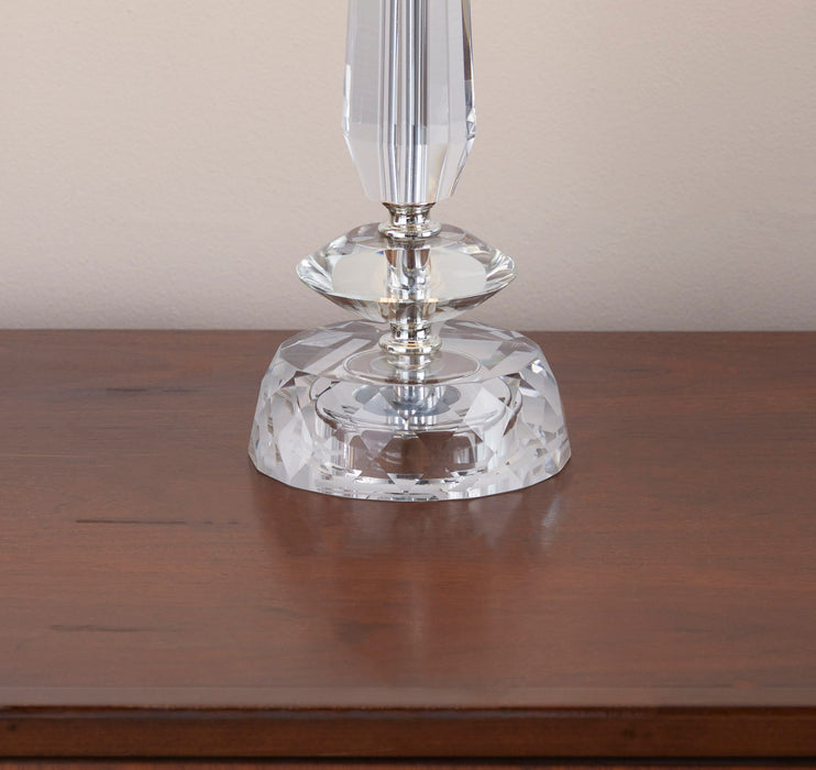 Karat - Contemporary Crystal Table Lamp (Set of 2) - Clear Crystal / Chrome / White Softback