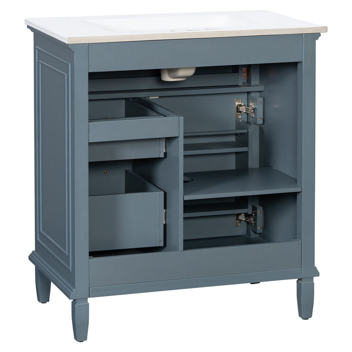 Bathroom Vanity With Sink Top, Flip Drawers, Adjustable Shelf