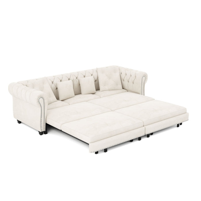 3 In 1 Convertible Sleeper Sofa Bed With Movable Ottoman